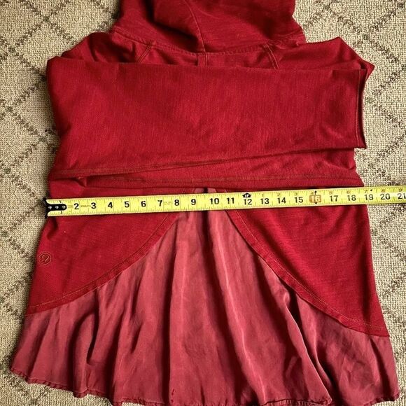 lululemon athletica red pullover hoodie with sueded cotton ruffles in back - 8 - Picture 8 of 12